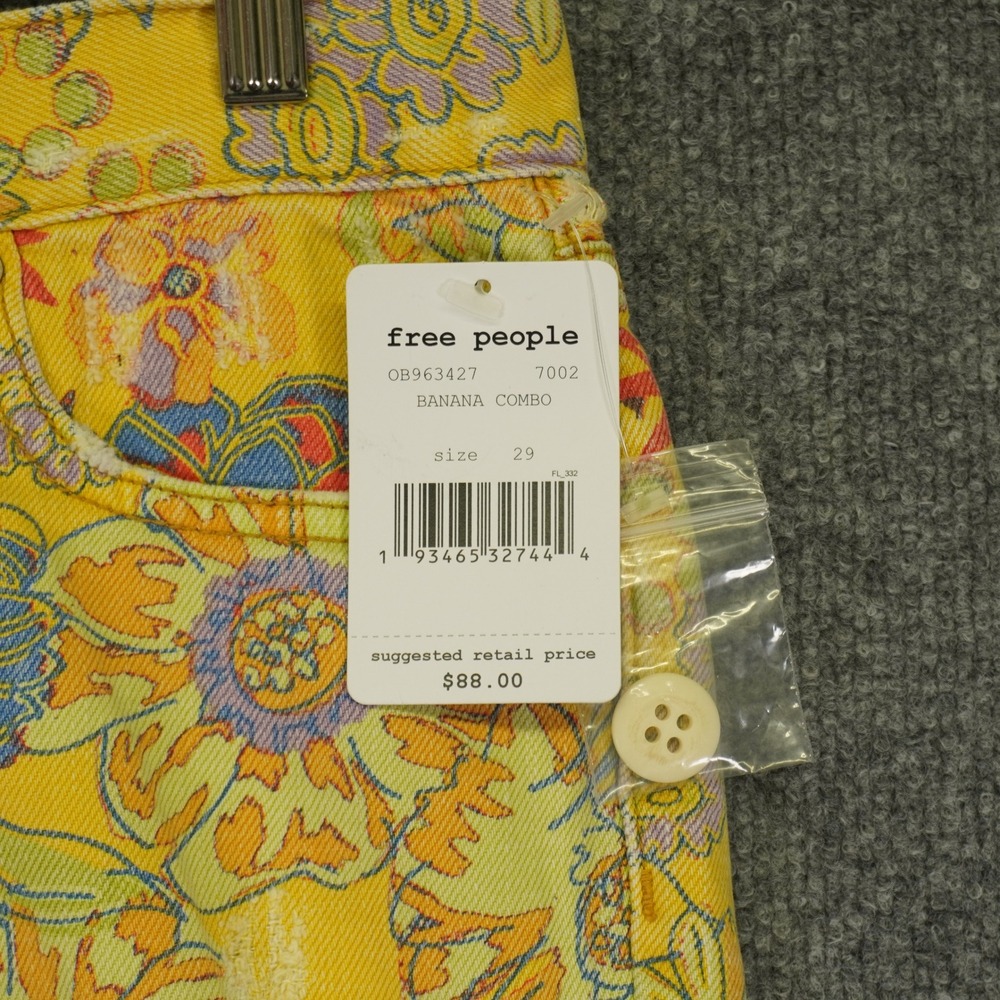 NEW Free People Alani Printed Cutoff Shorts Womens 29 Yellow Floral Distressed - Picture 2 of 10